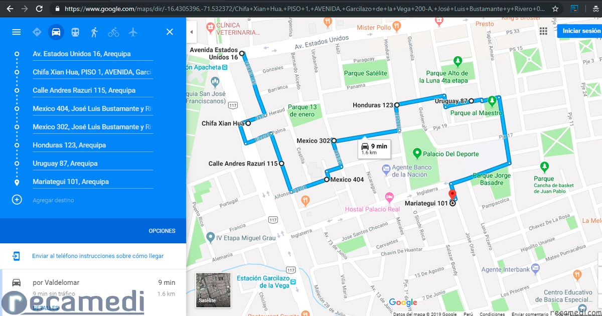 Medir la distancia entre varios puntos en el mapa » Google Maps