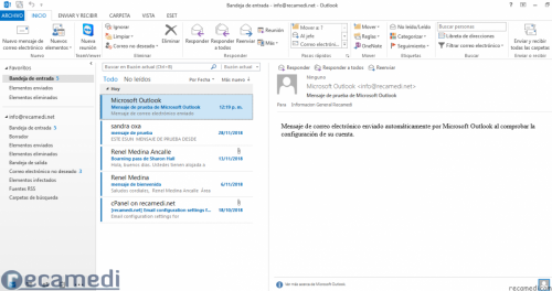 Bandeja de entra en Outlook